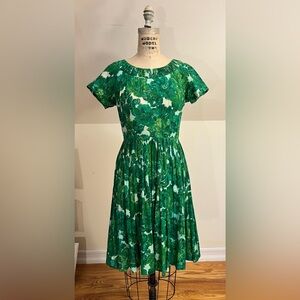 50’s Vintage Green Floral Midi Dress